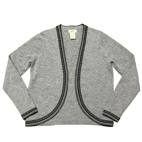 Peck & Peck gray and black wool and cashmere blend open front cardigan - Picture 1 of 9